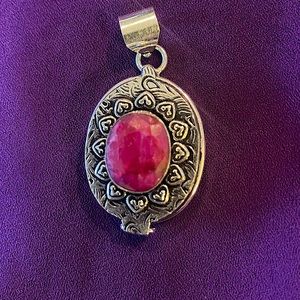 Silver Poison Pendant with a Raw Ruby inlay